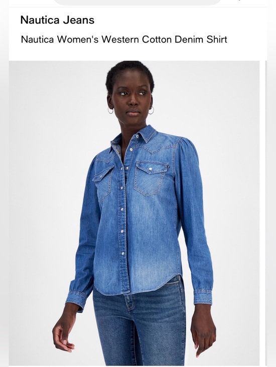 Nautica Tops - Nautica Women's Denim Western Cotton Shirt - Light Blue